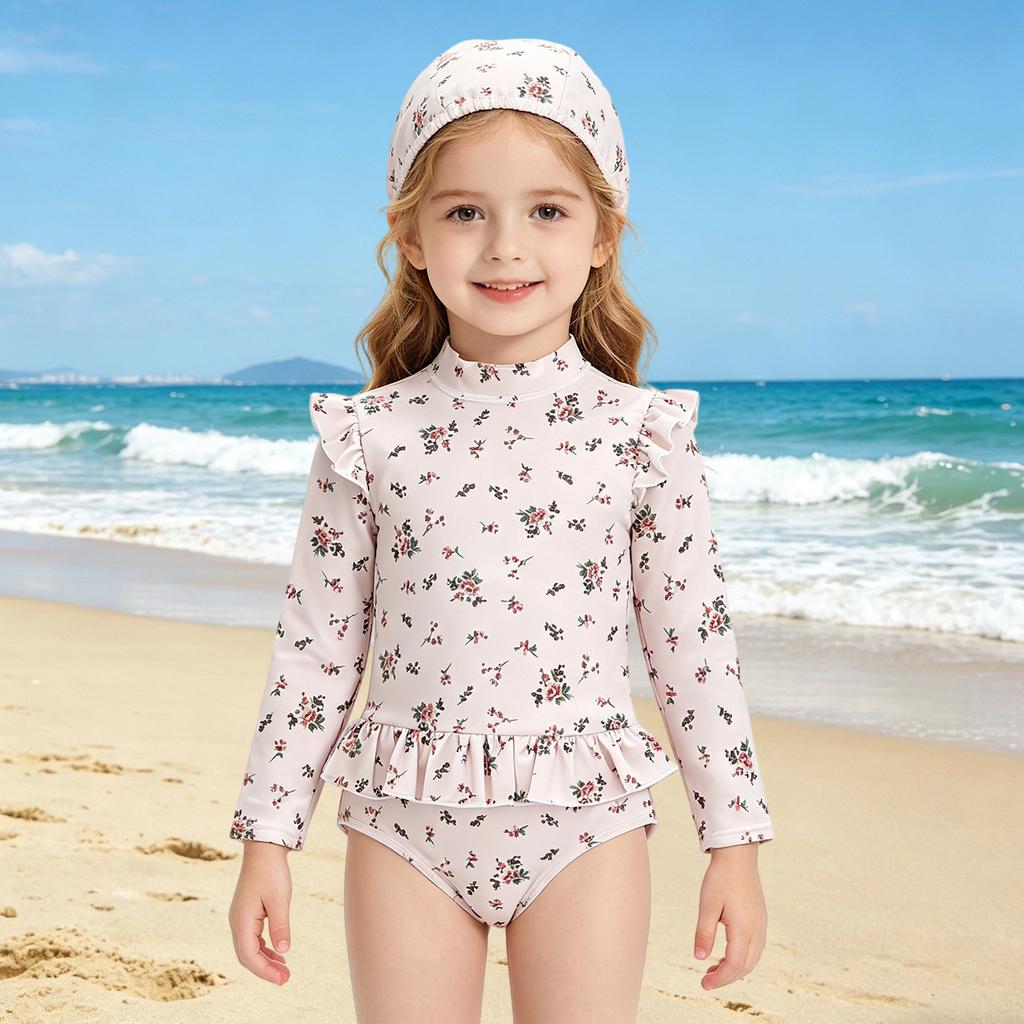 Costume da bagno a maniche lunghe per bambina - Carino costume intero ad asciugatura rapida