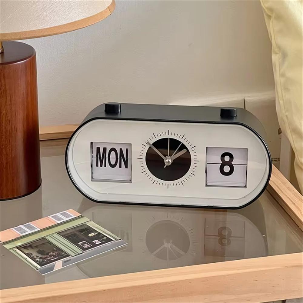 Manual Page Turning Clock Desk Alarm Clock Calendar Clock Home Decoration
