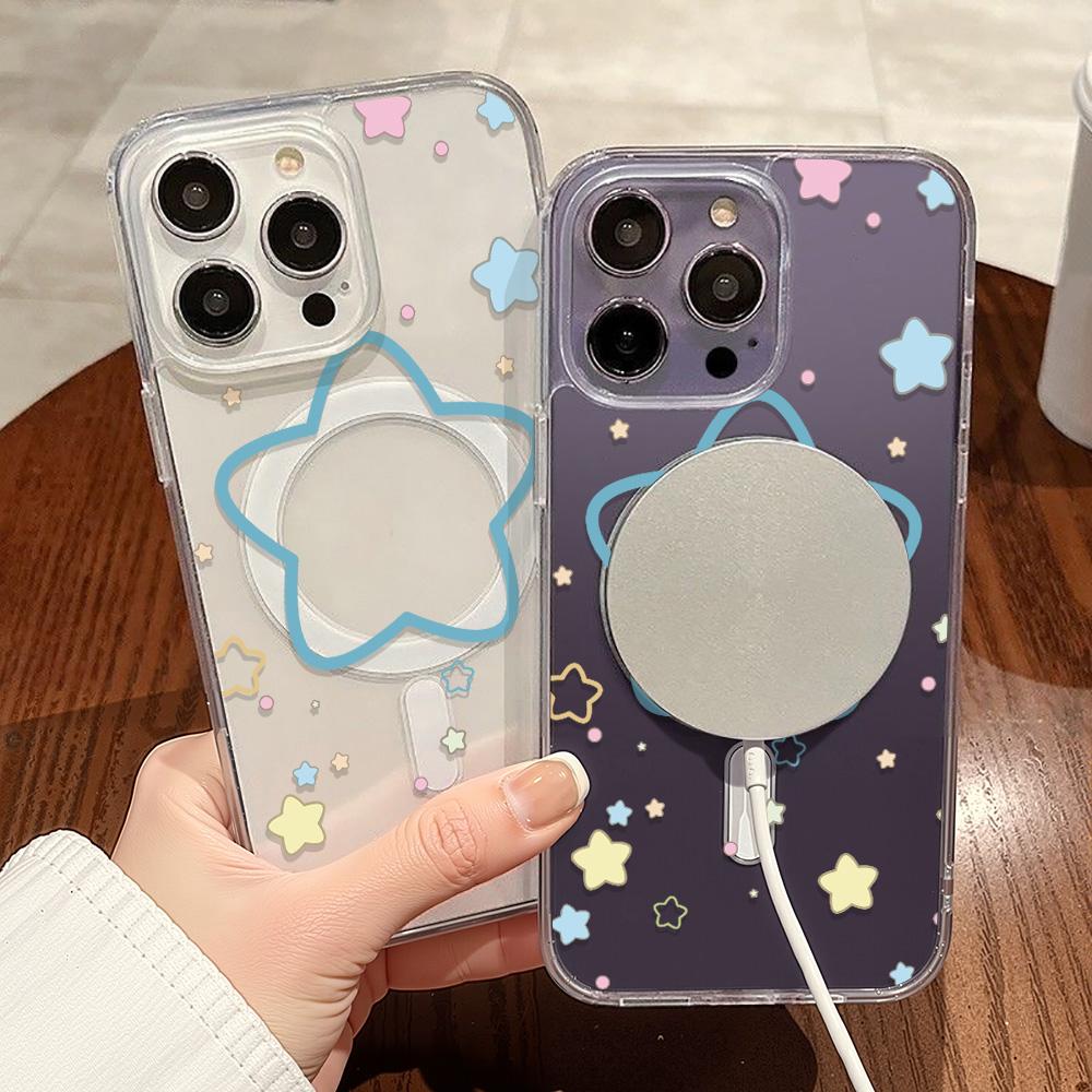 Clear Magnetic INS Star Phone Case For IPhone 17 Air 16 Pro Max 13 11 14 Plus 15 12 Shockproof Soft Silicone Protective Cover