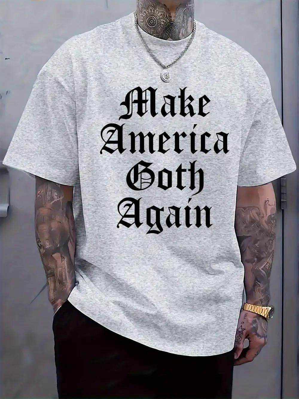 Black Make America Goth Again Graphic T-shirt - Casual Crew Neck M
