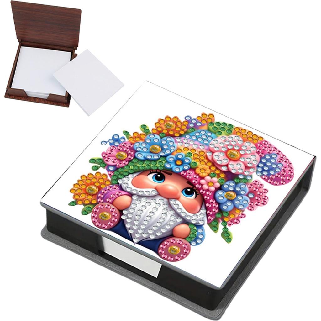 5D DIY Leather Diamond Painting Notecard Box Mosaic Kit Gem Painting Memo Pad Holder Diamond Art Note Box for Desktop Decoration