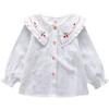 Kids Shirt Long Sleeve White Cotton Lace Trim Blouse Boys Girls Spring Autumn Fashion Top Children Korean Style Casual Clothing Size 110 160
