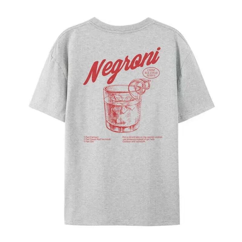 Negroni Women Back Print Retro Style T-Shirts Cocktail Drinking T Shirt Harajuku Streetwear Graphic Tees Unisex Vintage Clothing