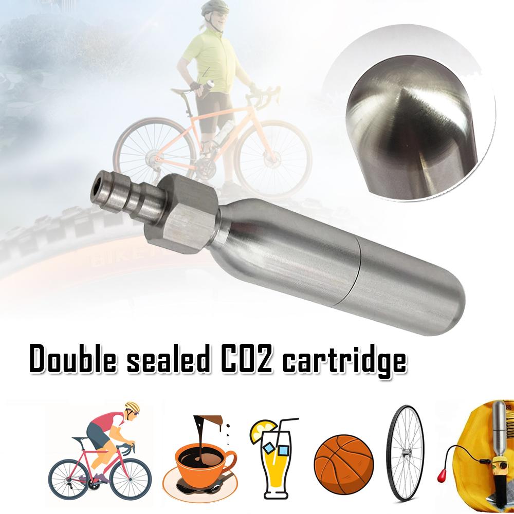 Optimized Valve Dual Seal Air Canister 8g/12g/16g Reusable Stainless Steel Gas Cartridge for Cycling Tire Repair Aquarium Oxygen