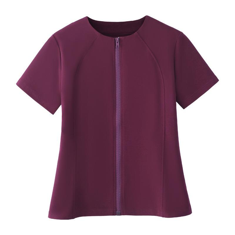 Letni Nowy Damski T-shirt z Czystej Bawełny Zapinany na Zamek Wyszczuplający z Krótkim Rękawem i Swobodny Elastyczny Kardigan Top w Dużym Rozmiarze