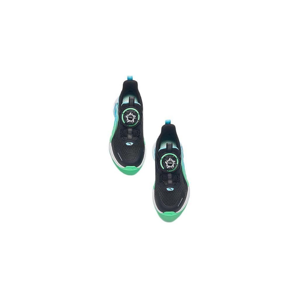 Anta Kids Monthly 2.0 Shock Absorbing Wear Resistant Breathable Low Top Running Shoes Kids Running Shoes Black Green 312429902-6