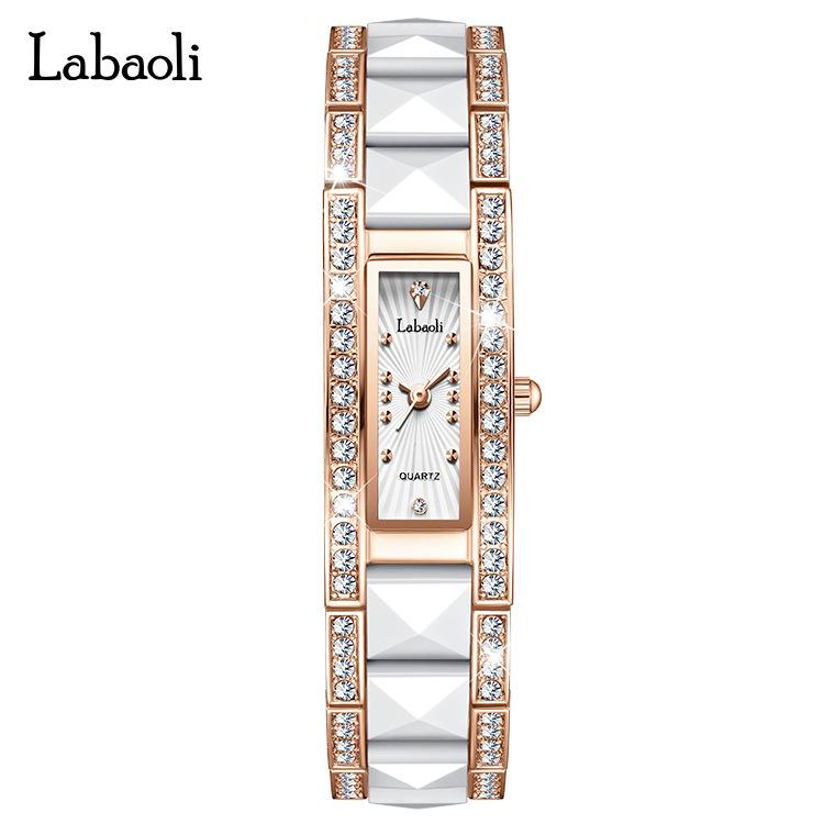 La Baoli Women'S Watch With Diamonds Women'S Watch Femininity Fashion Ceramic Small Square Watch