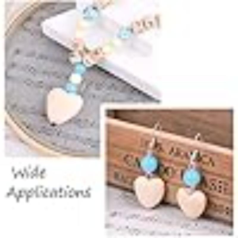 10PCS 20-40MM Natural Unfinished Wood Heart Beads Blank Unpainted Wooden Loose Spacer Beads for Jewelry Crafts Making