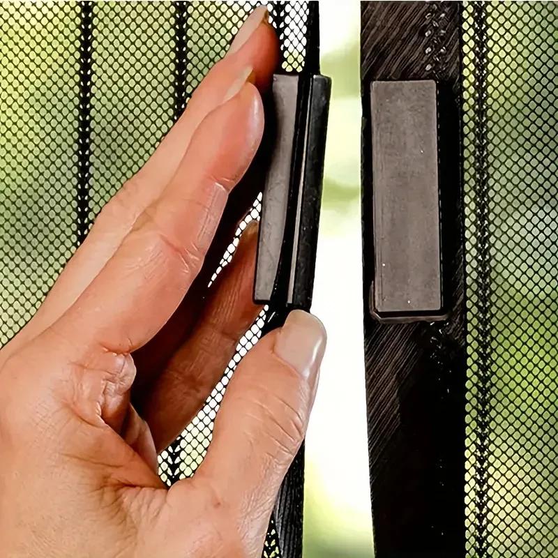 1pc Classic Arts Rayon Knit Screen Door Curtain - Dust-Proof, Insect-Resistant, No Drilling Required, Self-Sealing