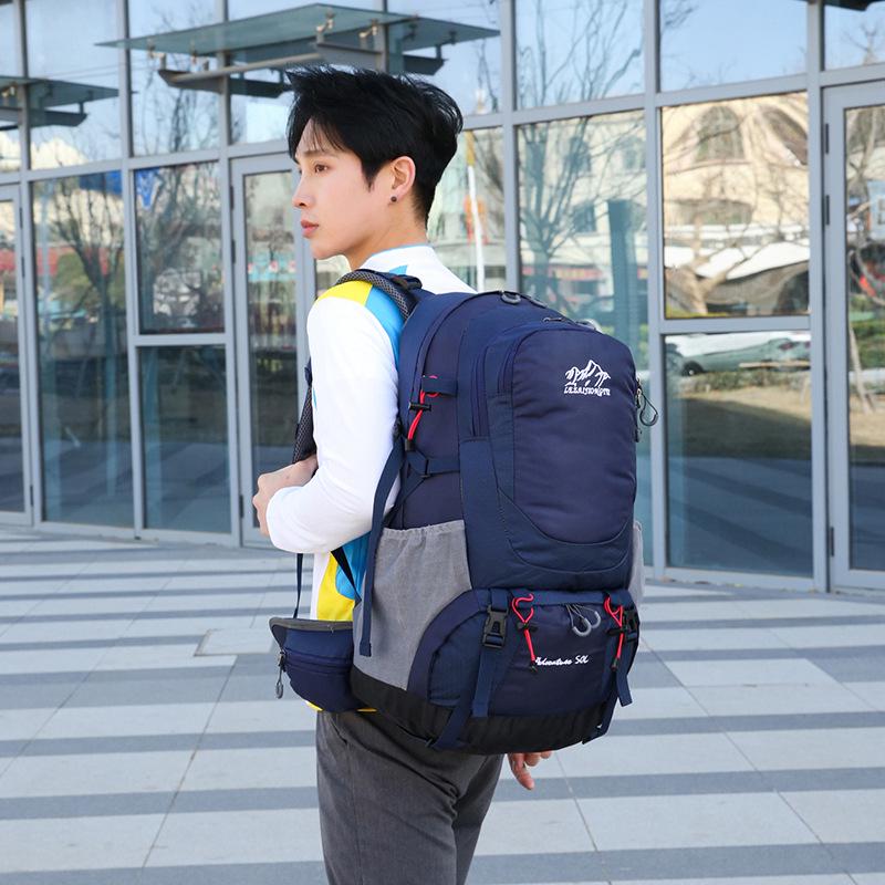 Men's Large Capacity Mountaineering Backpack with Steel Frame and Rain Cover for Outdoor Sports