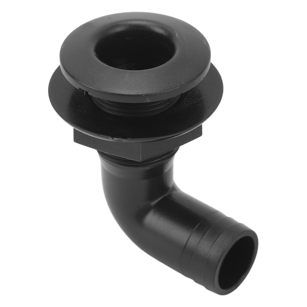 Marine Thru Hull Connector Leakproof Ergonomic Reliable Rugged 90 Degrees  Thru Hull Fitting for Yacht Boats Black