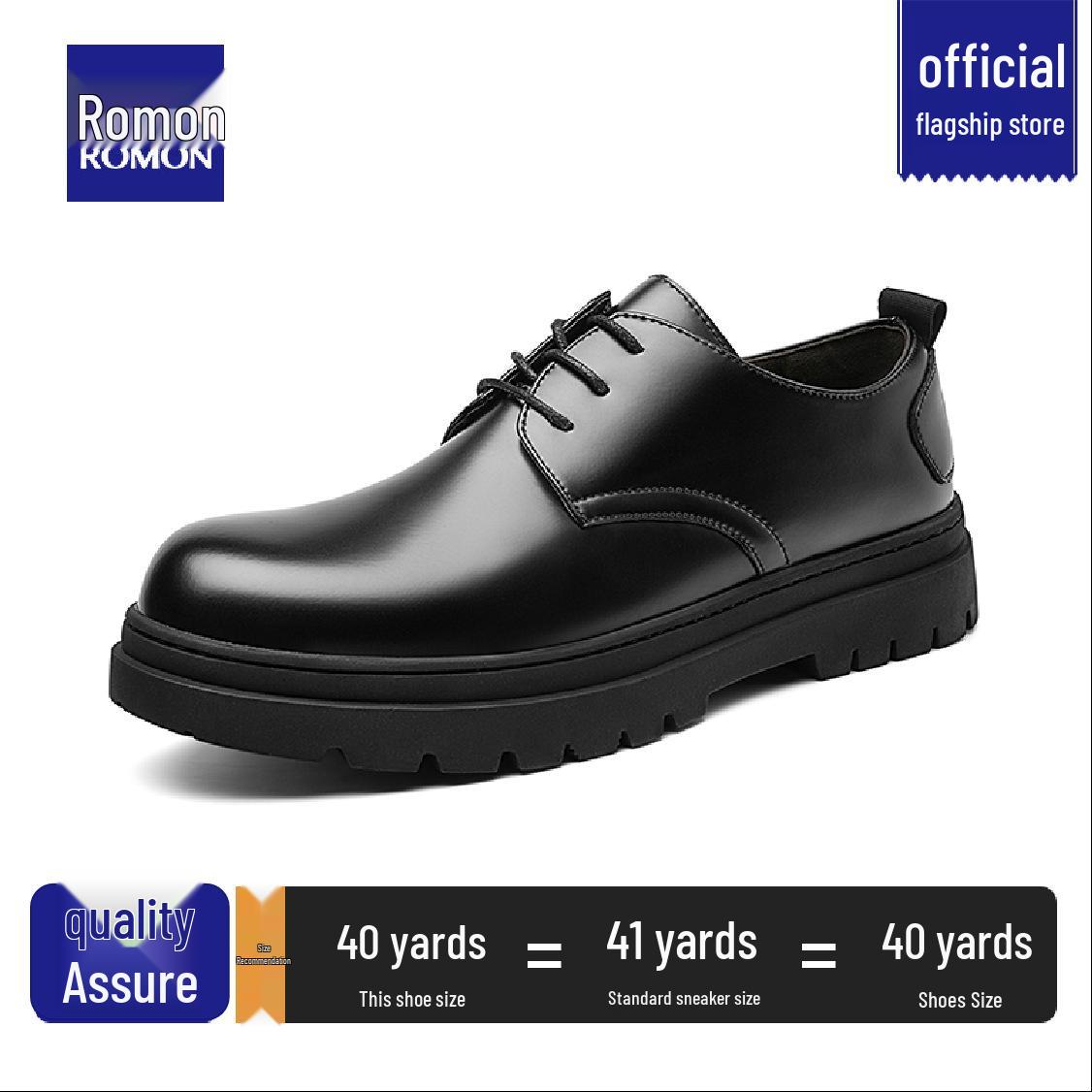 Romon Derby Shoes Men s Black British Style Formal Leather Footwear Winter 2025 43