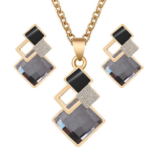 Fashion Crystal Pendants Necklace Earrings Sets for Women Jewelry Set Bridal Wedding Earring Necklace Set