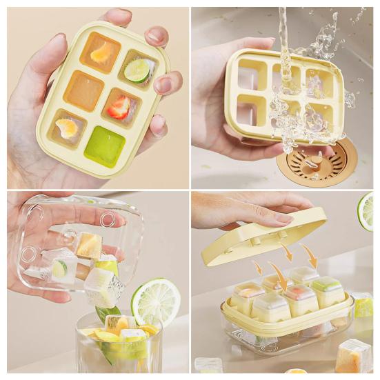Silicone Ice Cube Tray with Lid Easy Release Mini Square Ice Mold for Freezer BPA-Free Stackable Ice Cube Maker Home Bar Essential