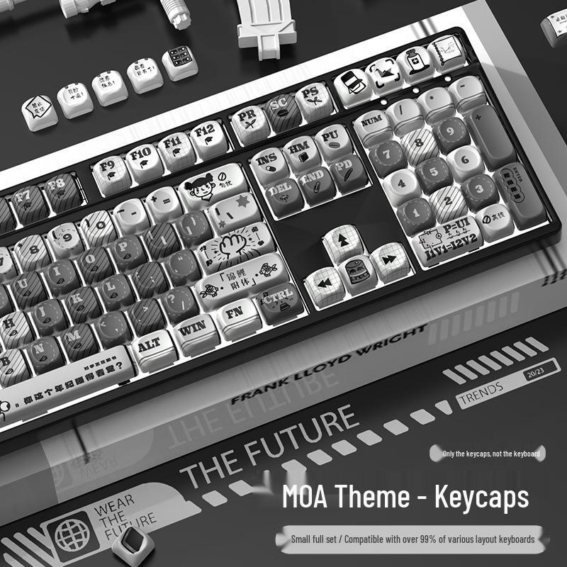 

Cute Round PBT Thermal Sublimation MOA Keycaps: Creative Customizable Sets for Keyboards (87/68/108/75/98 Keys) 38*16*3 CM