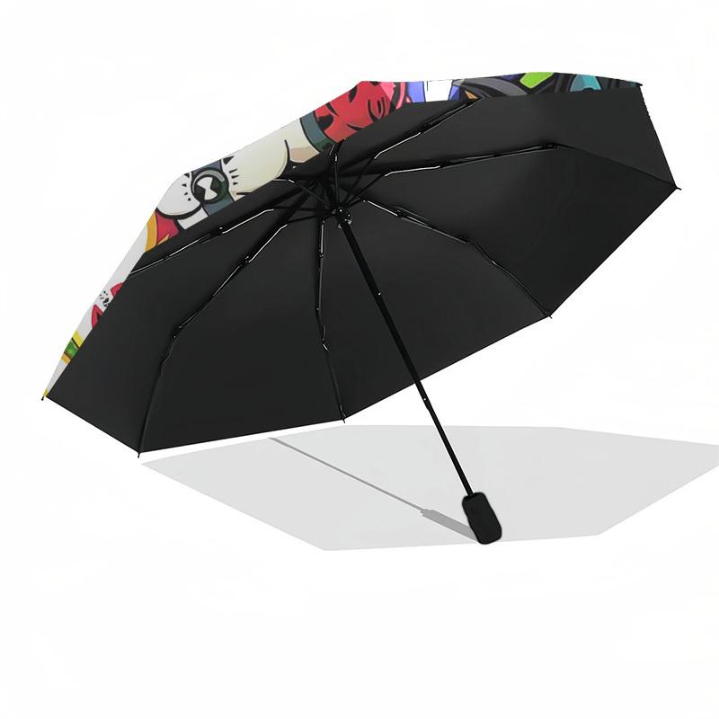 1pc Ben 10 Alien Force Umbrella - Automatic Opening & Closing, Portable 3-Fold Design, 8-Rib Iron Frame Outdoor Umbrella, Ideal Gift for Fans, Travele
