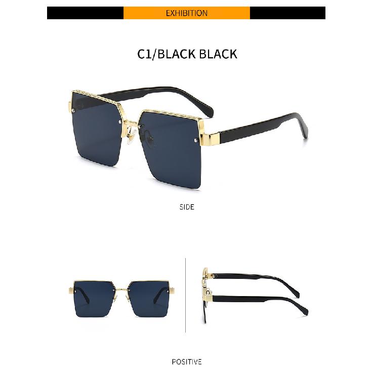 Cool Square Sunglasses, Metal Half-Frame Sunglasses, Sunshades