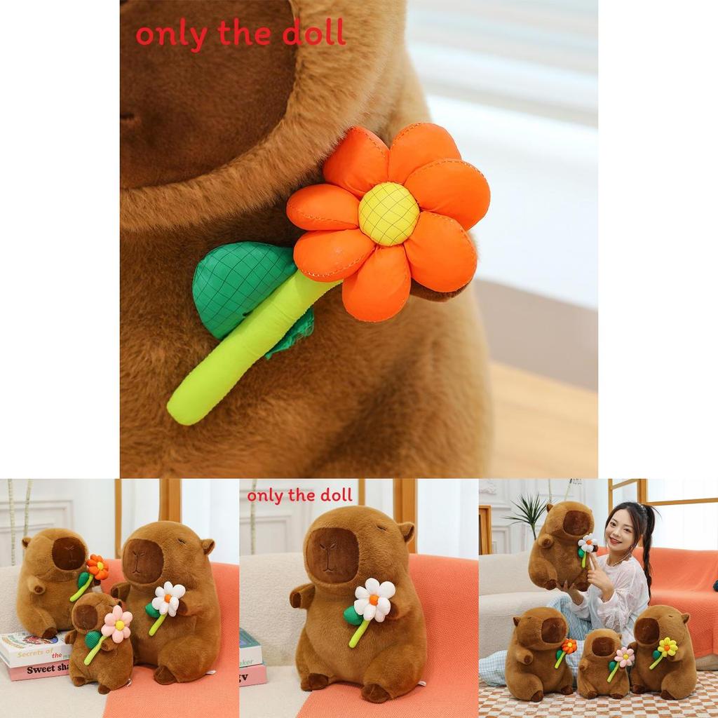 Plush Capybara Toy With Soft Pp Cotton Filling And Flower Design For Kids Birthday Gift
