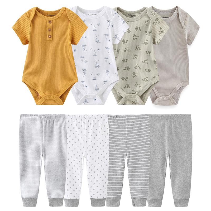 

Комплект одежды для новорожденных из 8 предметов, боди для малышей с героями мультфильмов + штаны, наряды для маленьких девочек, летняя верхняя одежда для маленьких мальчиков, одежда 6-9Months