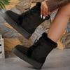New Women's Snow Boots with Fleece, Warm Cotton Shoes, Toe Coverings, Semi-drag Fleece Shoes