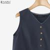 ZANZEA Maiuri de vară fără mâneci cu decolteu în V pentru femei