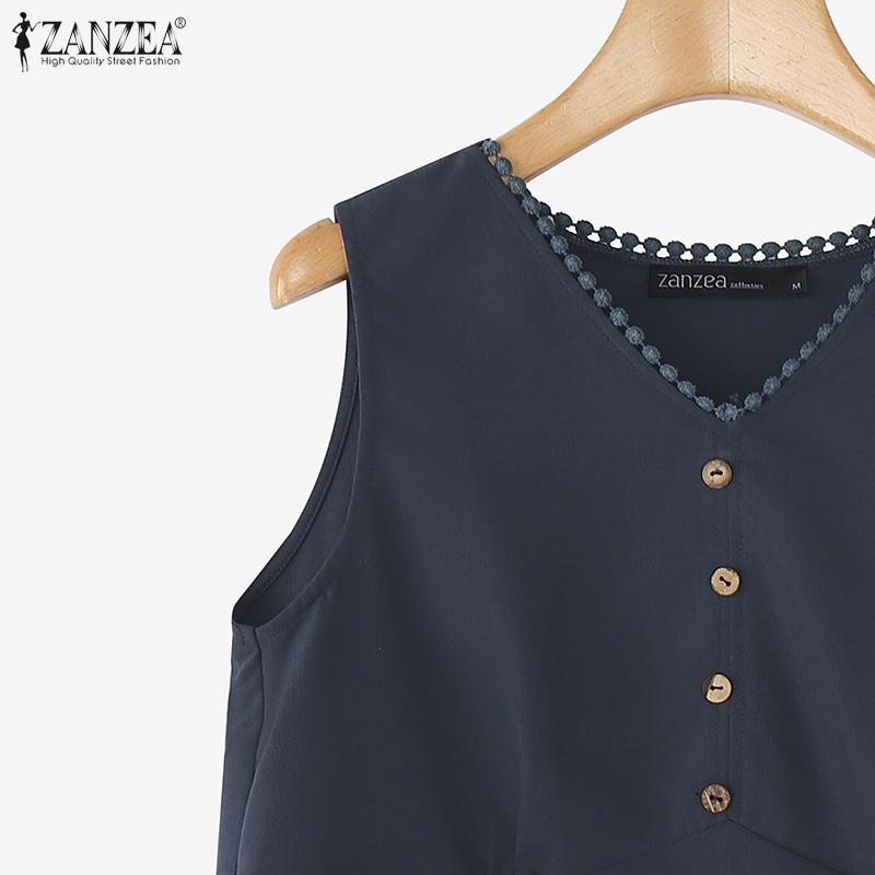 ZANZEA Maiuri de vară fără mâneci cu decolteu în V pentru femei