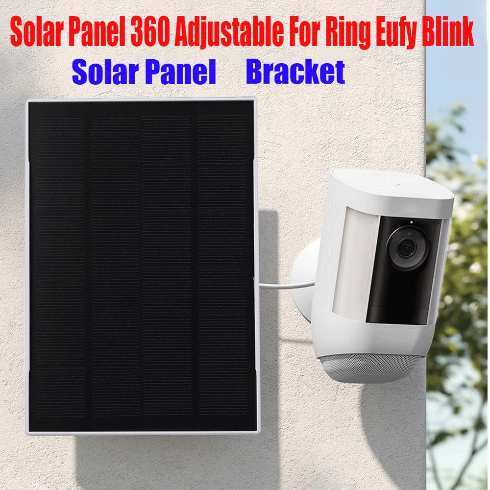 Solar Panel for Ring Eufy Blink Arlo Camera 3W 6V 360° Adjustable Wall Mount Solar Panel Charger Micro USB+Type-C Solar Cells