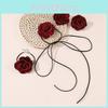 Geometric Rose Flower Necklace Handcrafted Zinc Alloy Punk Style For Women