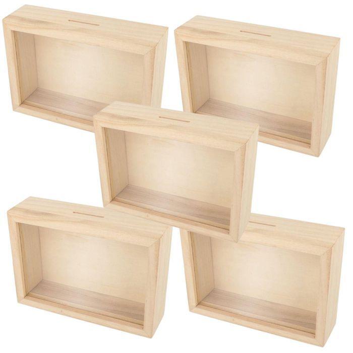 5 Customizable Wooden Frame Piggy Banks 12 X 17 Cm