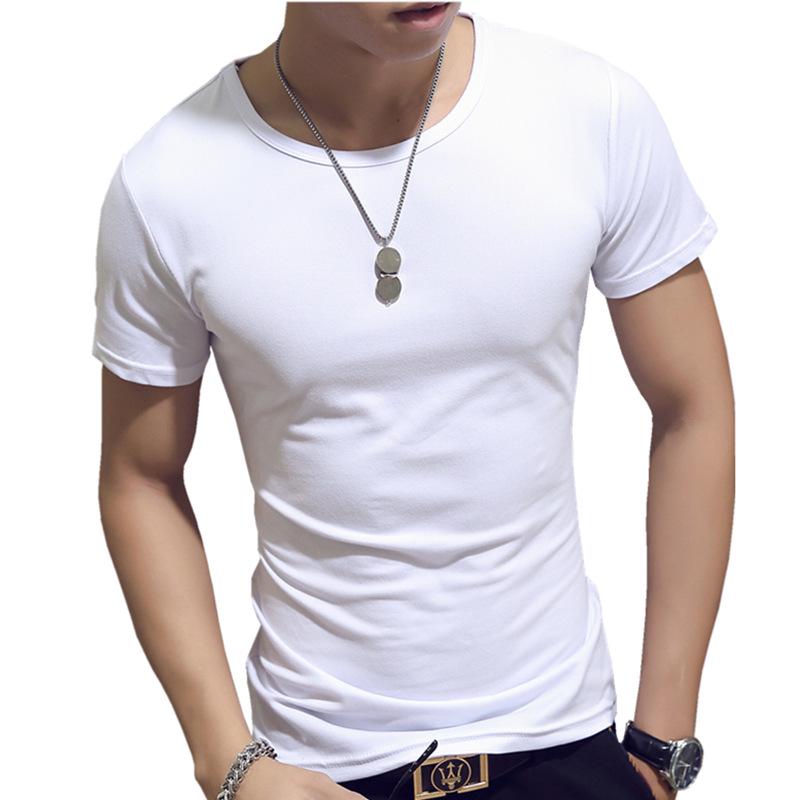 

Korean Style Men s V-Neck Short Sleeve Summer T-Shirt - Plain Color S
