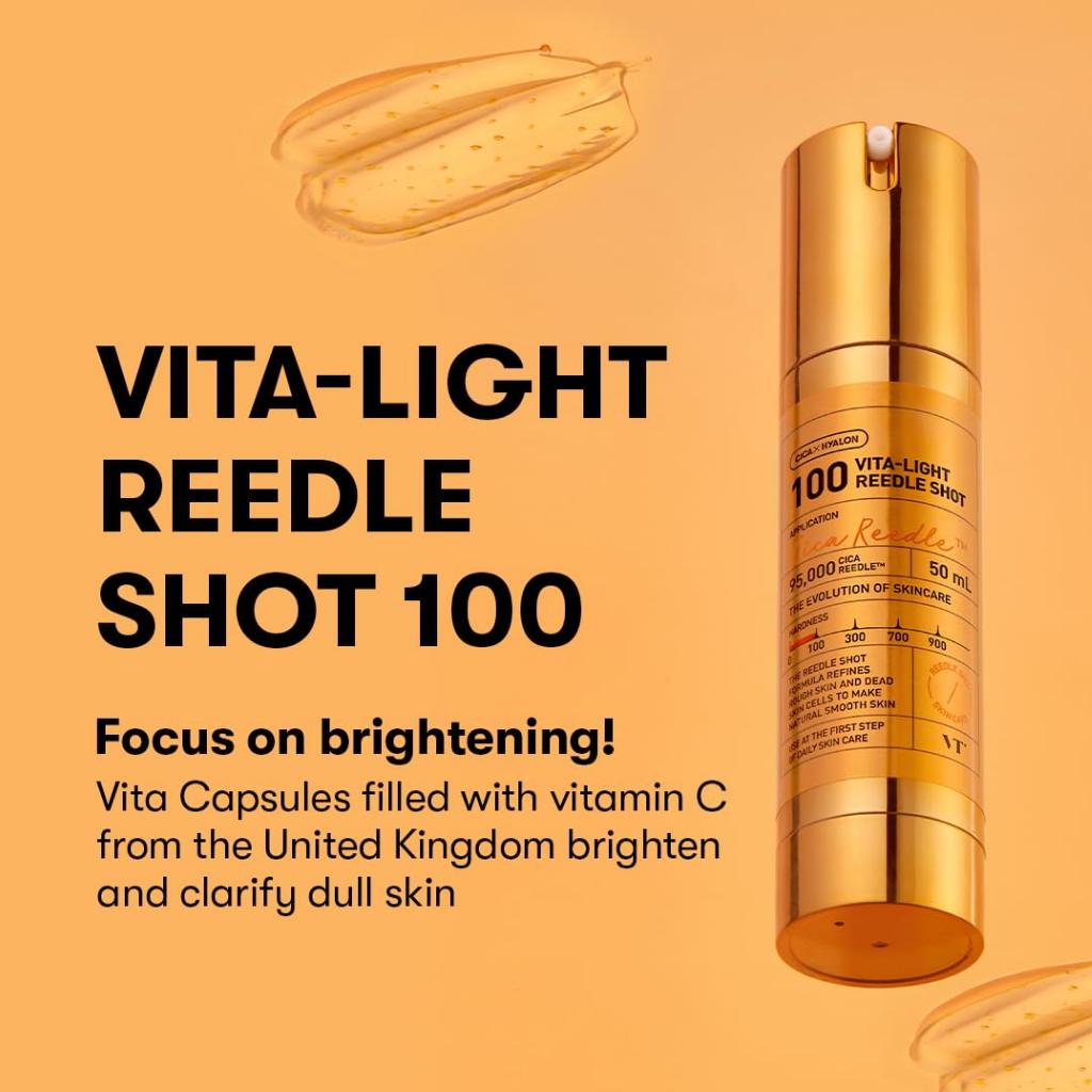 [VT] Vita-Light Reedle Shot 100 50ml Vitamin C Niacinamide 5% Glutathione Brightening Korean Face Serum Skin Booster