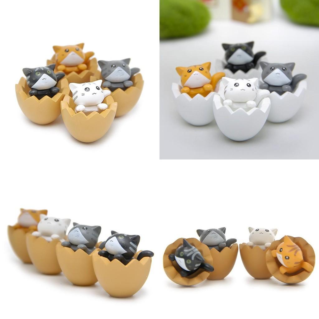 Egg Shell Chis Sweet Home Cat Figurine Pvc Miniature Decorative Desk Ornament For Gift And Collection