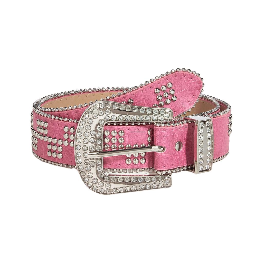 Western Rivet Studded Belt for Women with Beaded Trim Cowgirl Belt for Jeans Pants Girl Belt Decorative Waistband