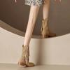 Mode Neue Herbst Kuhveloursleder Damenstiefel Winter Kurze Stiefel für Damen Mode Quasten Stiefel Damenschuhe Blockabsatz Western Cowboy Stiefel