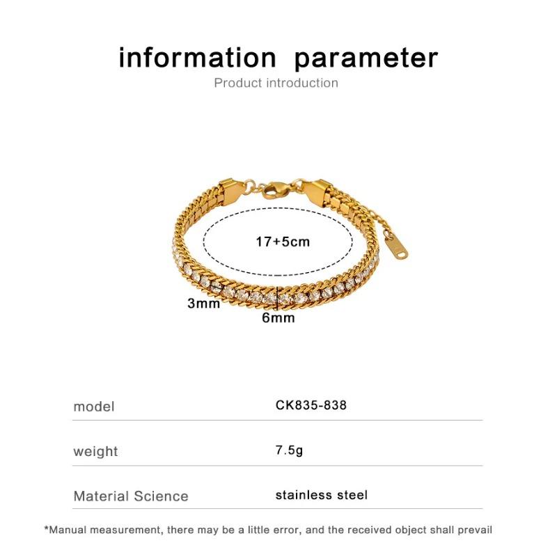 Stainless Steel Colored Zircon Bracelet, Light Luxury Elegant Bangle, Niche Personalized Tennis Chain Jewelry