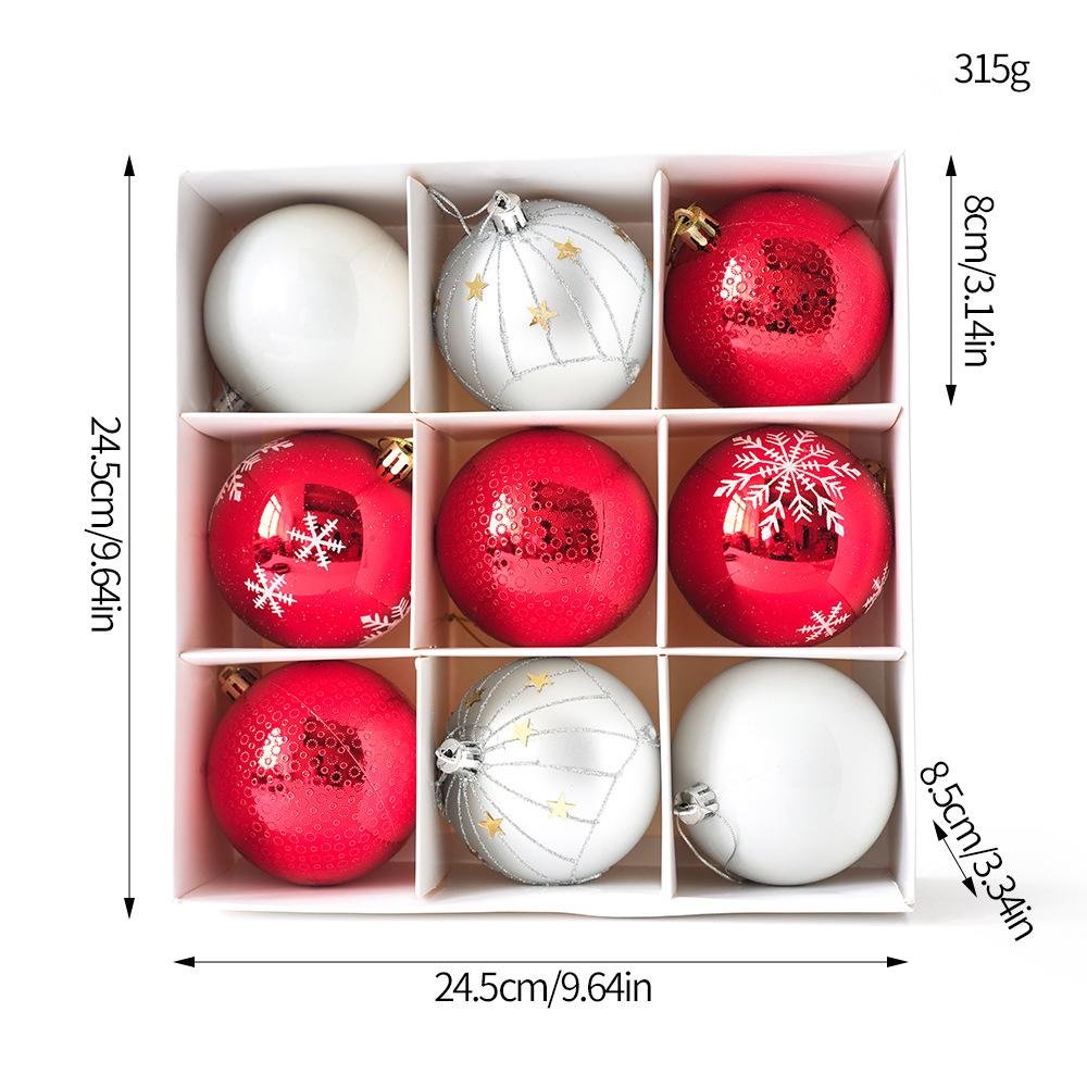Christmas Tree Ornament Set: Nine Painted Macaron Candy Color Irregular Balls