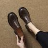 Fashion 2025 New Spring Genuine Leather Women Shoes Round Toe Women Pumps Brogue Designs Shoes for Women High Heel Loafers Ladies Shoes