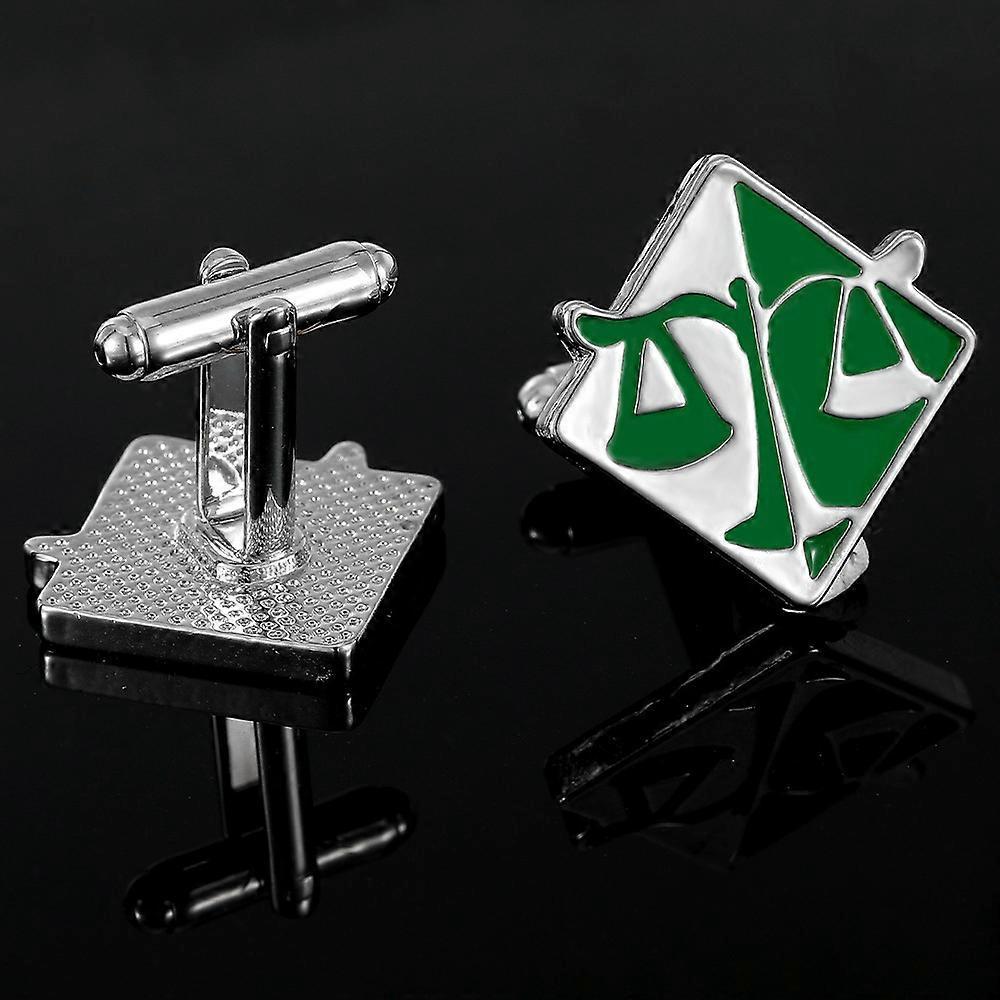 New Exquisite Round Green Oil-drip Balance Scale Cufflinks for Men's French Shirts and Business Attire, Available In Stock. Alloy.