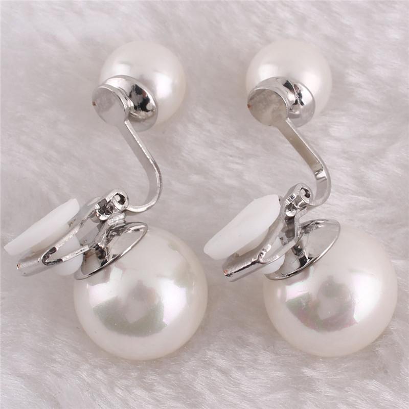 Купить 2 цвета, новые серьги-клипсы с двойным искусственным жемчугом ...