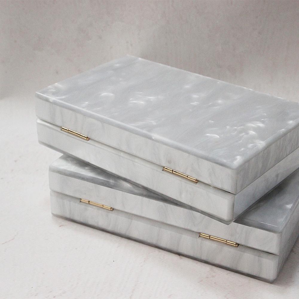 New Fashion Accessory Women Cute Bag Acrylic White Solid Night Dinner Handbag Woman Wedding Evening Bag Trendy Party Clutch Purse