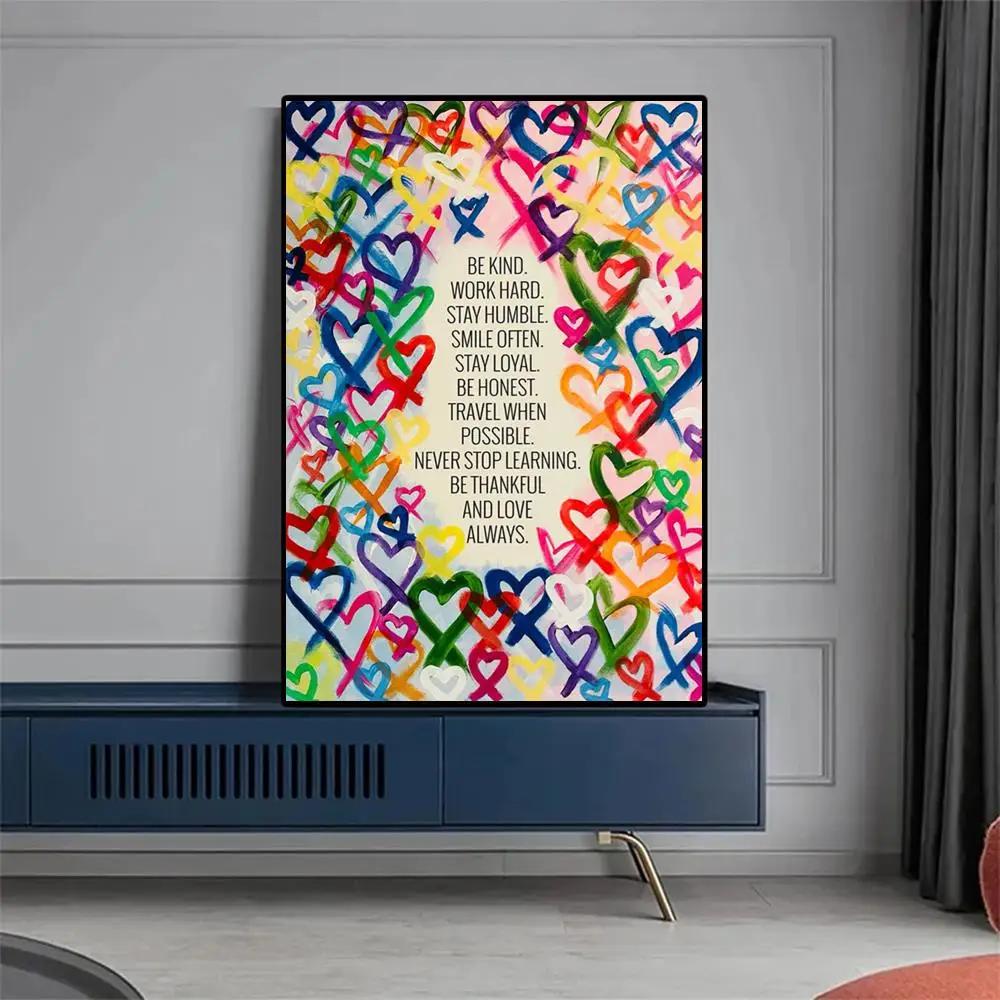 1pc Modern Be Kind and Love Always   Poster Paper Print Home Bedroom Entrance Bar Cafe Art Painting Decoration