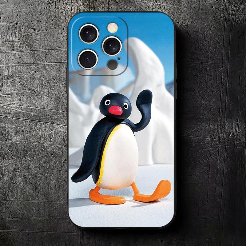 Cartoon P-Pingu Penguin Soft Phone Case for iPhone 16 16E 17 Air 15 Pro Max 14 Plus 13 Mini 11 12 7 Black Cover Back Shell
