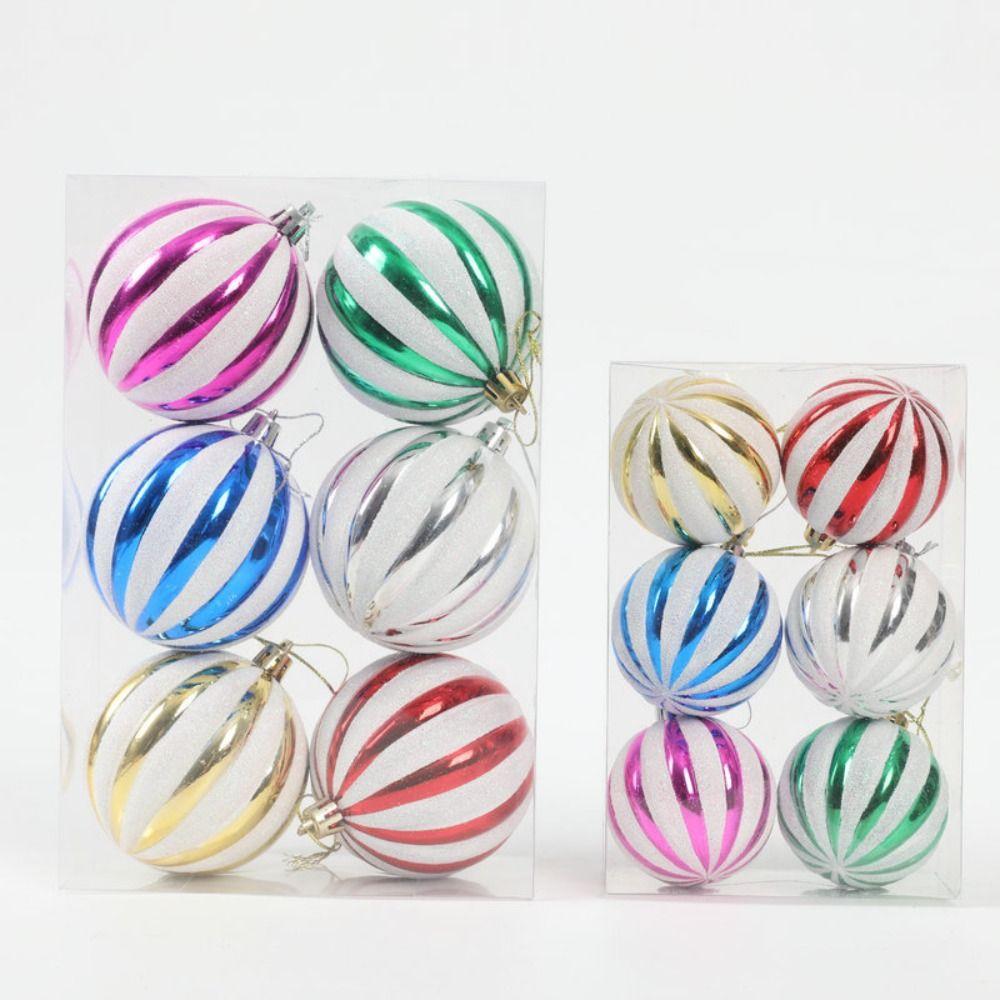 6PCS Durable PVC Christmas Ball Set Multicolor Suspensable Xmas Ornament Ball 6cm 8cm Xmas Baubles Party