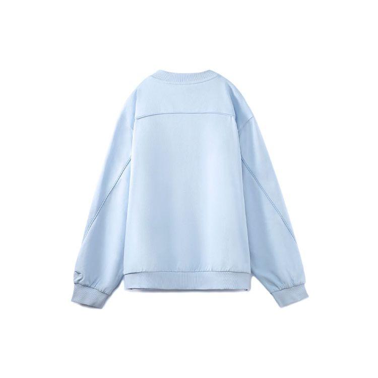 Li Ning X Disney Collaboration Sports Fashion Series Mickey Print Loose Sports Crewneck Sweatshirt Women Sweatshirt Light-Frost-Blue AWDR330-5