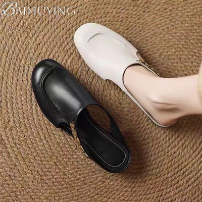 Fashion Women Slippers Heeled Sandals Comfort Mules Shoes Woman Loafers 2025 Brand Casual Shoes Shallow Summer Soft Leather Sandalias