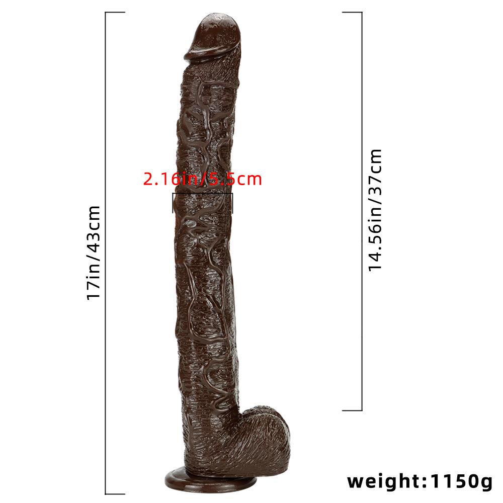 43cm  Large Black Penis  Adult Sex Toys Realistic Dick Fisting BDSM  Pegging Strapon PVC Anal Plug Slave Vibrator