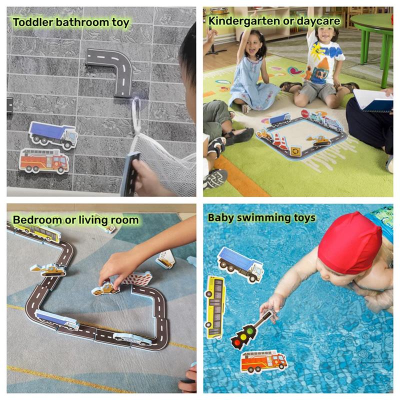 Baby Bath Toys Fun Foam Car Cognitive Floating Toy Traffic Bathroom Bathtub Game for Kids Gifts Early Educational Toy TMZ