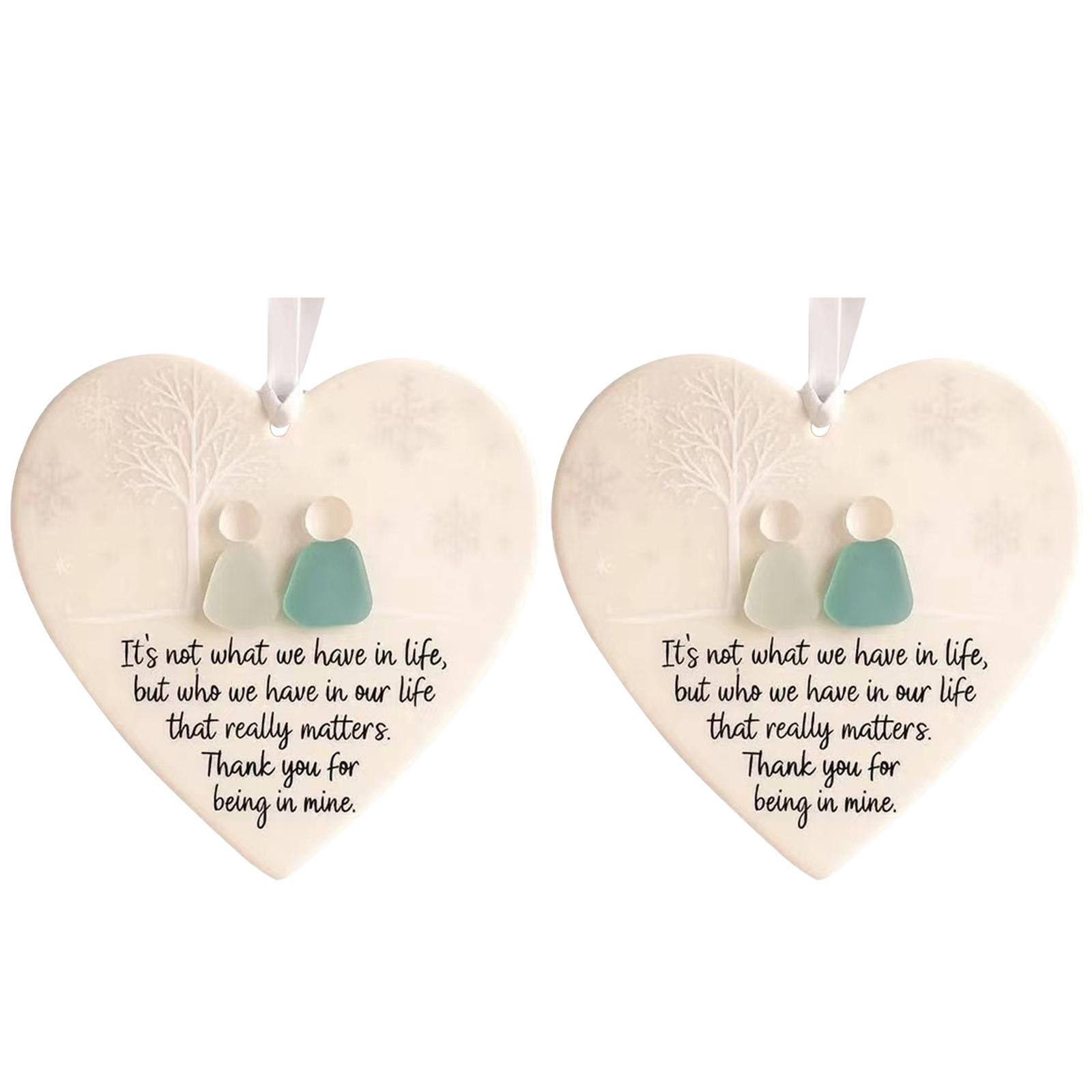 

Heart-Shaped Friendship Decor Sea Glass Friendship Pendant Christmas Tree Hanging Ornament for Home Festival Decorations