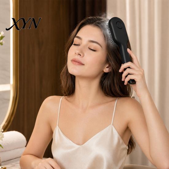 Hair Smoothing Spray Brush Electric Massage Brush, USB Rechargeable Misting Air Cushion Anti-static Anti-Frizz Detangler Steam Comb for Dry