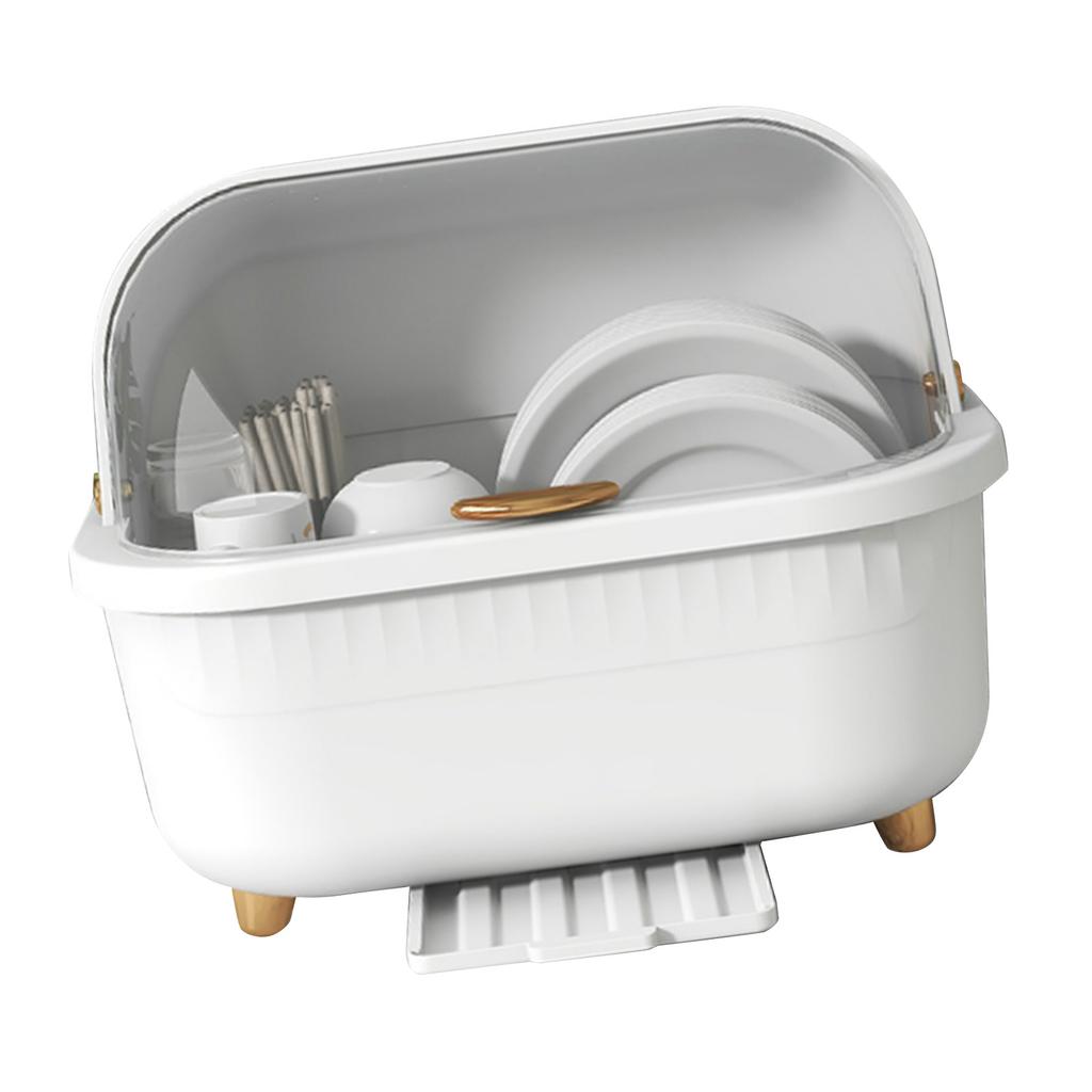 Dish Drying Box Multifunctional Space Saving Dish Drainer with Lid Cover for Kitchen Accessories